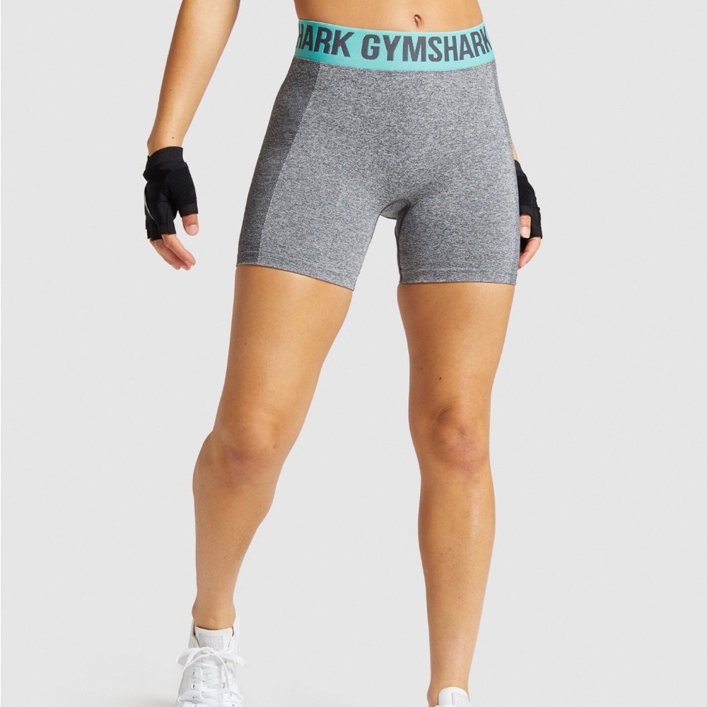 GymShark Flex Shorts in Charcoal Marl/Light Green Color